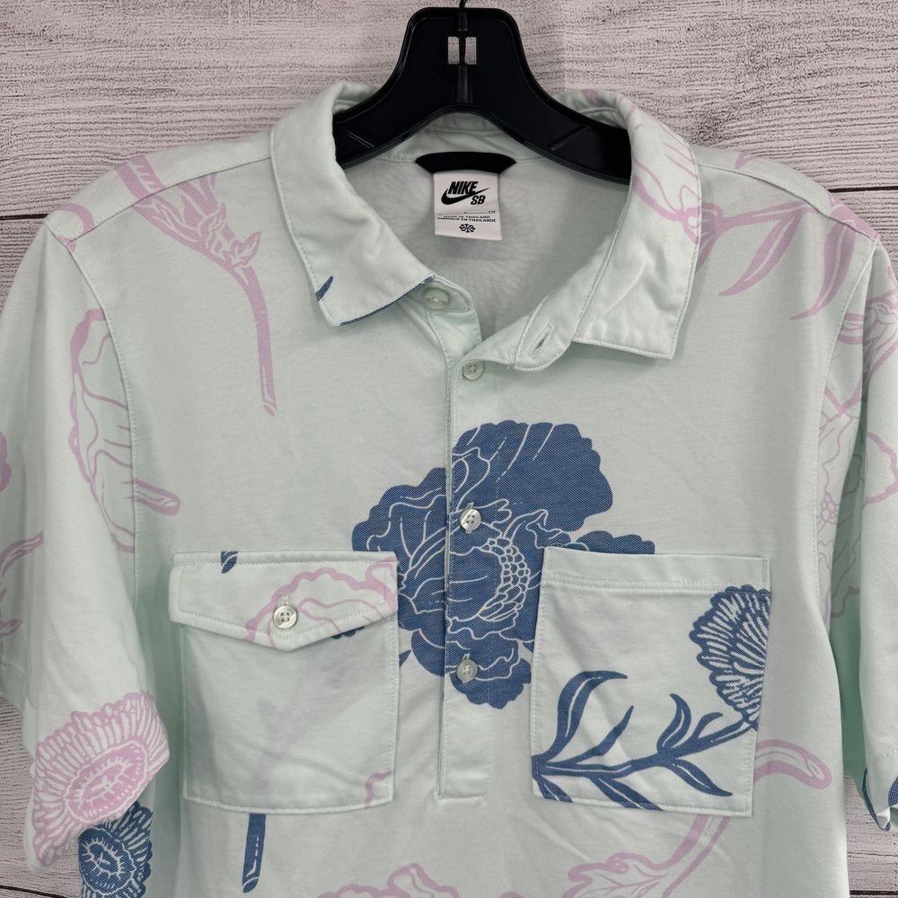Nike SB Polo Shirt Mens Size Small Short Sleeve Floral Skate Casual Preppy